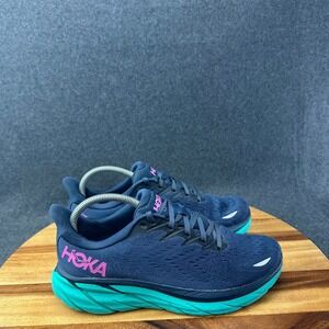 Hoka One One Clifton 8 Womens 8B Running Shoes Navy Teal Pink 1119394 OSAT